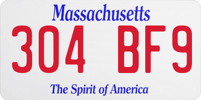 MA license plate 304BF9
