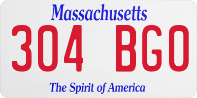 MA license plate 304BG0