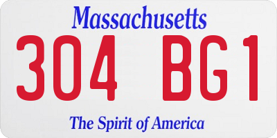 MA license plate 304BG1