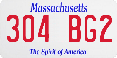 MA license plate 304BG2