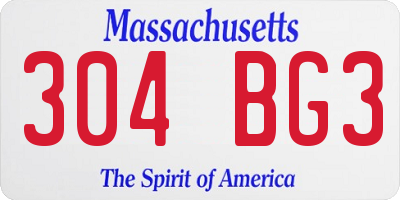 MA license plate 304BG3
