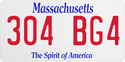 MA license plate 304BG4