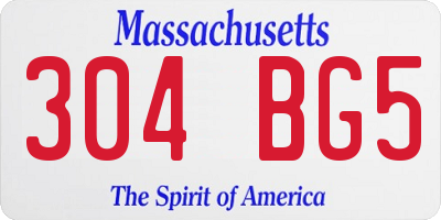 MA license plate 304BG5