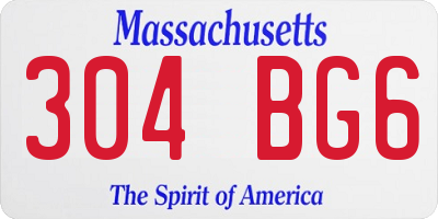 MA license plate 304BG6