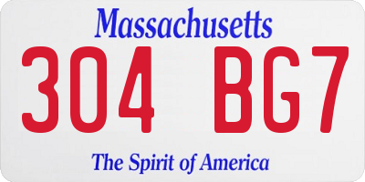 MA license plate 304BG7