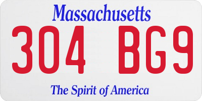 MA license plate 304BG9