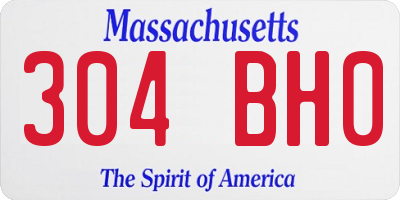 MA license plate 304BH0