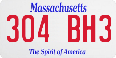 MA license plate 304BH3