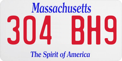 MA license plate 304BH9