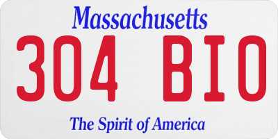 MA license plate 304BI0