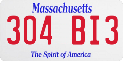 MA license plate 304BI3