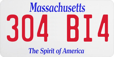 MA license plate 304BI4