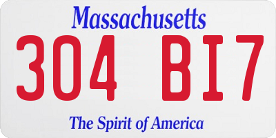 MA license plate 304BI7