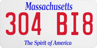 MA license plate 304BI8