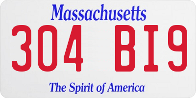 MA license plate 304BI9