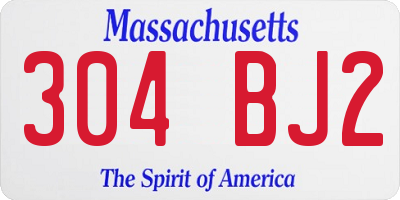 MA license plate 304BJ2