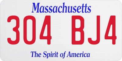 MA license plate 304BJ4