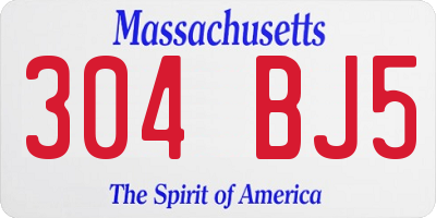 MA license plate 304BJ5