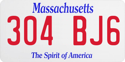 MA license plate 304BJ6