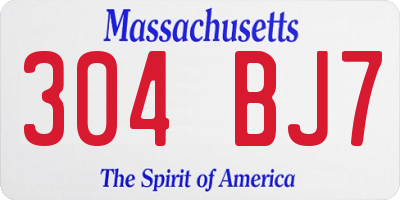 MA license plate 304BJ7