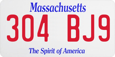 MA license plate 304BJ9