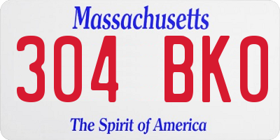 MA license plate 304BK0