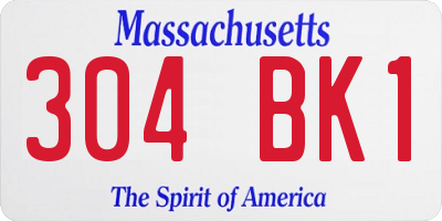 MA license plate 304BK1