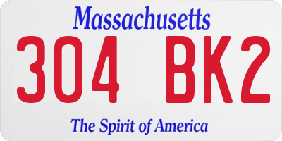 MA license plate 304BK2