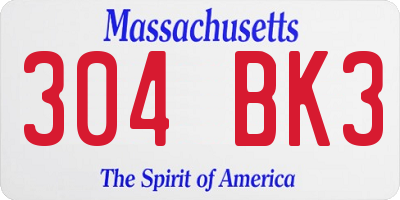 MA license plate 304BK3
