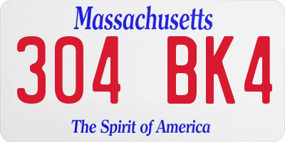 MA license plate 304BK4