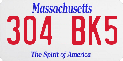 MA license plate 304BK5