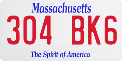 MA license plate 304BK6