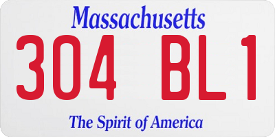 MA license plate 304BL1