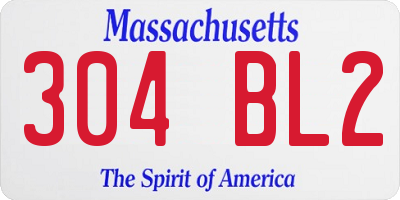 MA license plate 304BL2