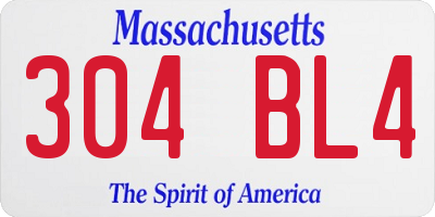 MA license plate 304BL4
