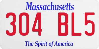 MA license plate 304BL5