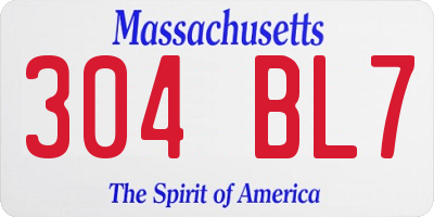 MA license plate 304BL7