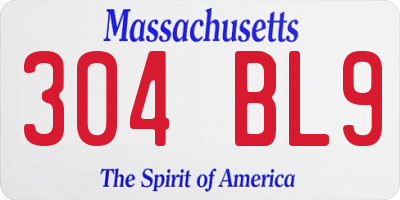 MA license plate 304BL9