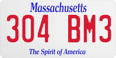 MA license plate 304BM3