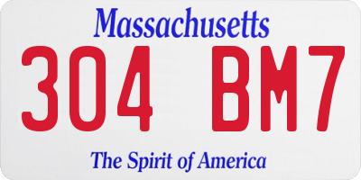 MA license plate 304BM7