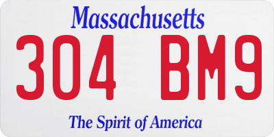 MA license plate 304BM9