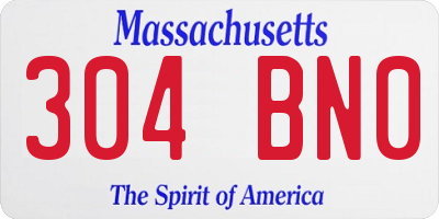 MA license plate 304BN0