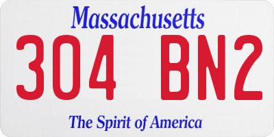 MA license plate 304BN2