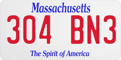 MA license plate 304BN3