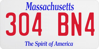 MA license plate 304BN4