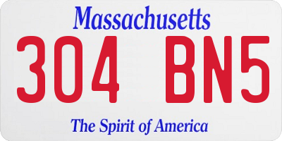MA license plate 304BN5