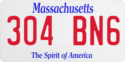 MA license plate 304BN6