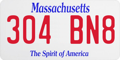 MA license plate 304BN8