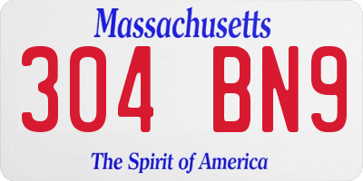 MA license plate 304BN9