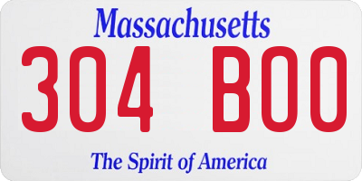 MA license plate 304BO0